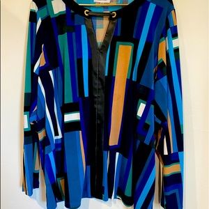 Calvin Klein knit top with faux leather trim Sz 2X